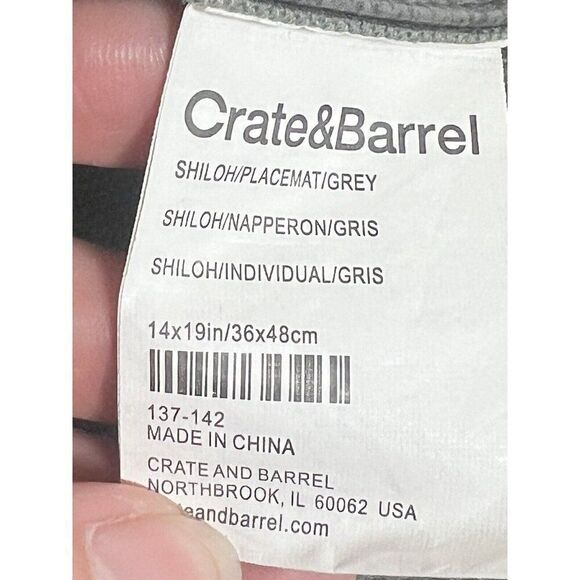 Crate and Barrel Grey Shiloh Vinyl and Fabric Placemats, Set of 4 - Picture 3 of 4